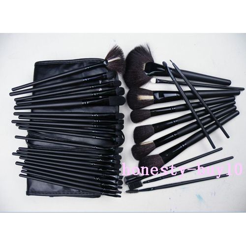 32 Pcs Full Animal Hair Cosmetic Make Up Brushes Set with Leather 