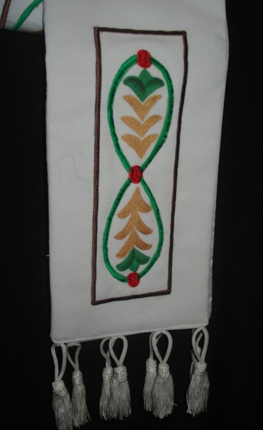 New Vestment White Straight Deacon Stole  