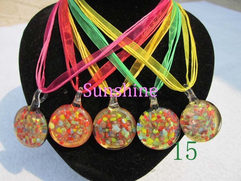 lot 5pcs murano Lampwork glass round pendant necklace  