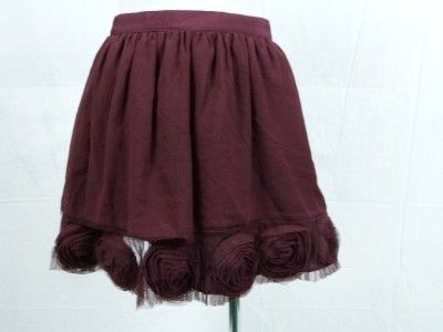 NWOT FOREVER 21 MAROON FLOWER APPLICANT DETAIL SKIRT, sz M  