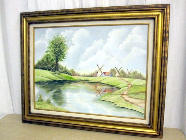   Vintage Painted Wood Frame w Signed Painting by Artist Opal Hale 79