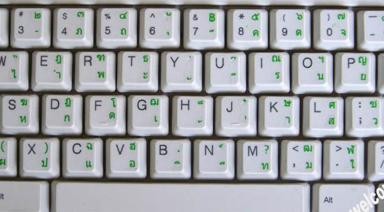 THAI STICKER FOR KEYBOARD COMPUTER LAPTOP TRANSP GREEN  