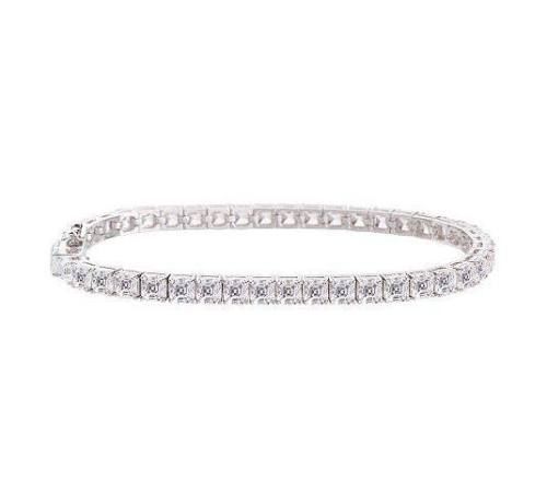 EPIPHANY PLATINUM DIAMONIQUE ASSCHER CUT BRACELET 7.25  