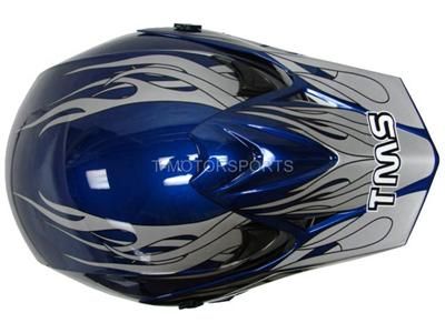 BLUE FLAME DIRTBIKE ATV MOTOCROSS HELMET MX OFF ROAD~XL  