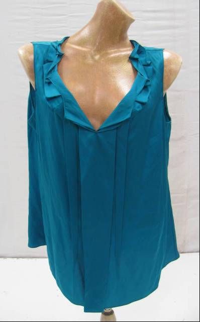 NWOT Elie Tahari Ruffle Silk Tank Top   Size L  