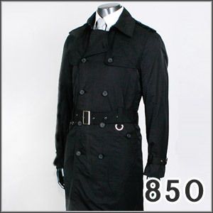 JEJE SLIM FIT Black Mens Trench Coat Jacket S US 37  