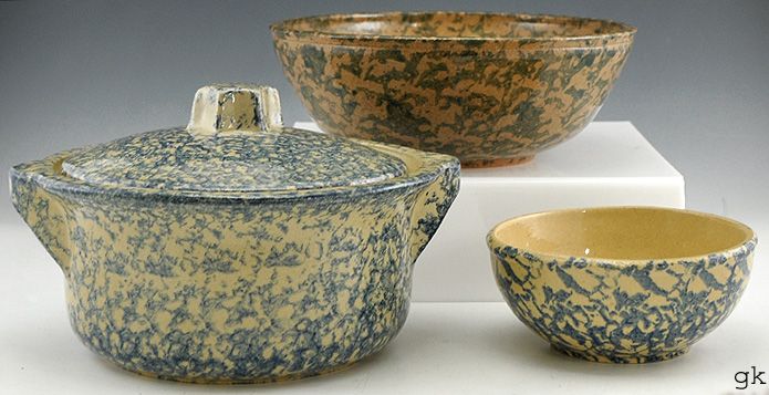   Spongeware Pottery Serving Bowls Robinson Ransbottom Pottery  