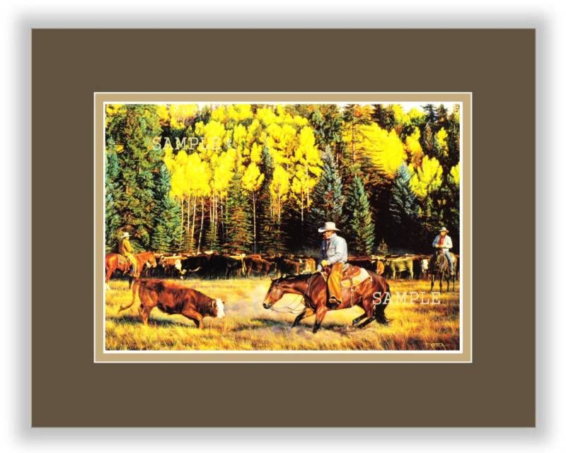 Tim Cox COW HORSE BOOGIE Matted Art Card Print  