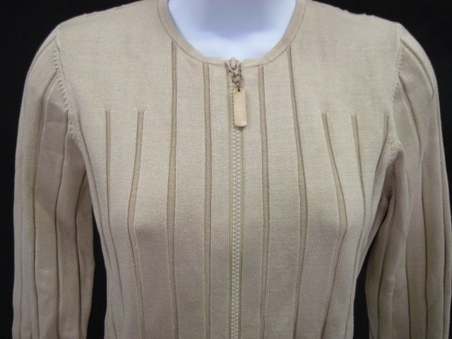   silk ribbed knit zip front sweater top sz p thsi beautiful sweater is