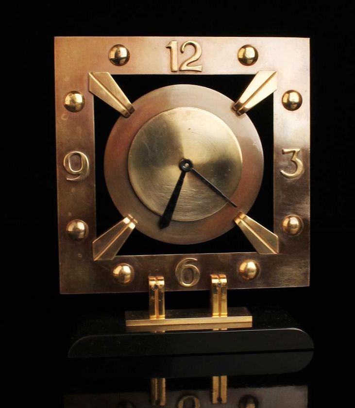 FRENCH ART DECO MACHINE AGE 8 DAYS BAYARD CLOCK BRONZE BRASS MISTERY 