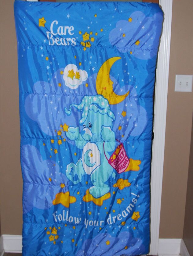 Childrens Care Bears Bedtime Bear Sleeping Bag Camping Blue EUC 