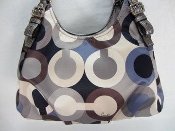   19180 GRAPHIC OP ART SEQUIN MAGGIE BLUE GREY HANDBAG BAG PURSE $358