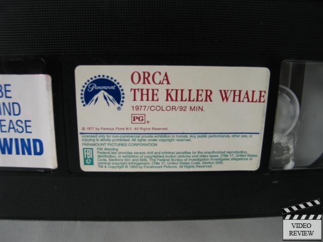 Orca The Killer Whale VHS Richard Harris, Bo Derek  