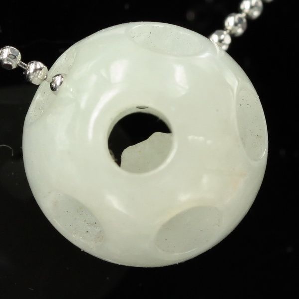 FENG SHUI GREEN BURMA CHINESE JADE SPHERE PENDANT~  