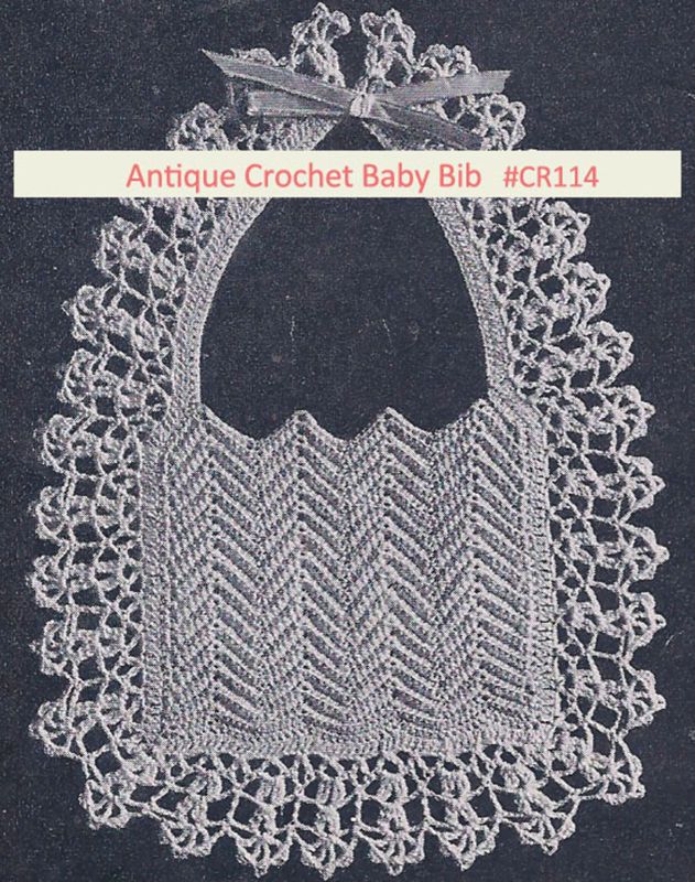 Antique Bib Doll/BABY BIB Crochet Pattern #CR114  