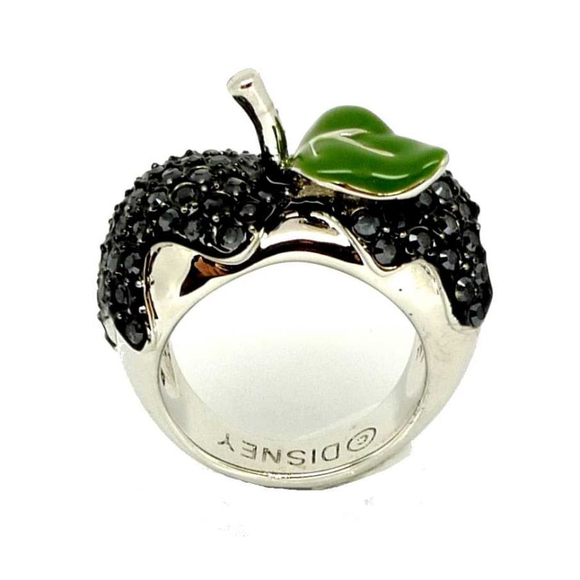 Disney Couture Snow White Silver & Black Crystal Poison Apple Ring