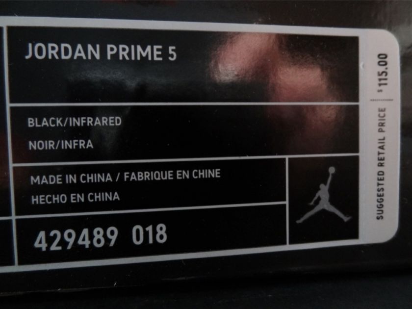 Nike Air Jordan Prime 5 Sz 10 Black Infrared Retro V Dunk Zoom 429489 