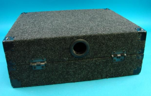 Single Turntable Case Grey Carpeted Wood Economy Style  