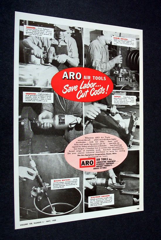 ARO Air Tools sanders drinders tappers drivers 1950 AD  