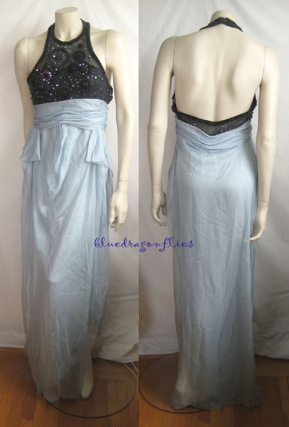 Runway VALENTINO Jeweled BLUE CHIFFON GOWN Dress ~ Last one  