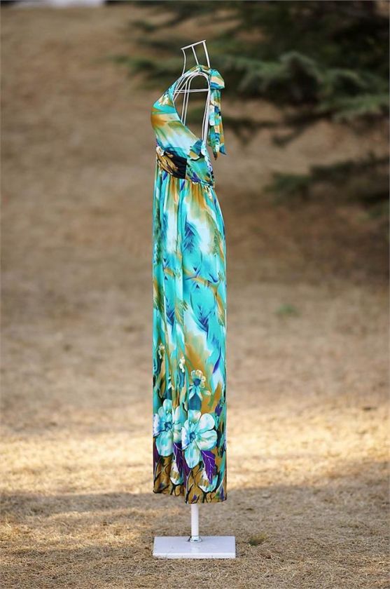 Bohemian Maxi Long Dresses Flowers Beach Sundress Low Cut V neck 