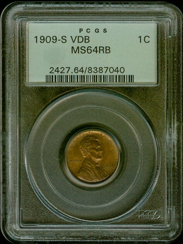 1909 S VDB 1C PCGS MS 64 Red Brown Lincoln Wheat Penny  