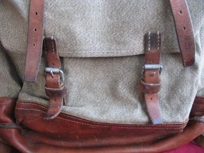 VINTAGE MILITARY CANVAS LEATHER BACKPACK SWISS SWITZERLAND RUCKSACK 