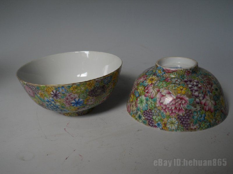 PAIR FINE CHINESE SUPERB WAN HUA CAI PORCELAIN GILT BOWLS  