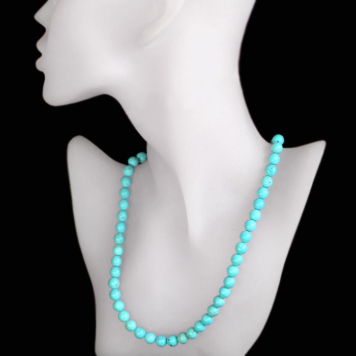 BRILLIANT STRIKING AAA RARE 220.00 CARAT NATURAL ROUND TURQUOISE BEADS 