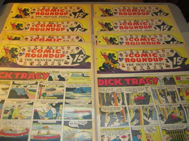 Lot of 8 Old COMIC ROUNDUP Denver Sunday Newspaper COMIC Sections   52 