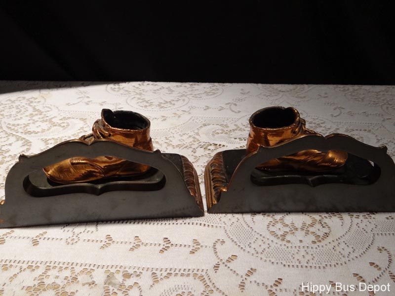 Vintage BRON SHOE Company Copper BRONZE Baby Shoe Bookends Door stop 