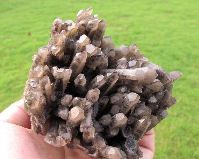 Large True Black STRIATE Quartz Tibet Crystal Cluster  