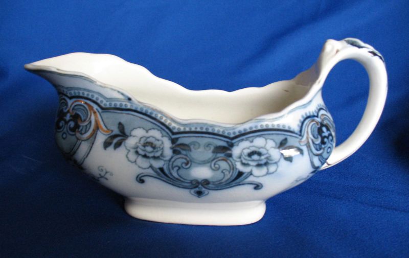 Flow Blue Gravy Sauce Boat F & Sons Devon Burslem NICE  