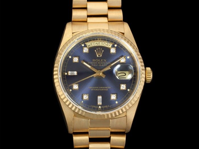 ROLEX Mens PRESIDENT DAY DATE WATCH, 18038   18K GOLD & Diamond Dial 