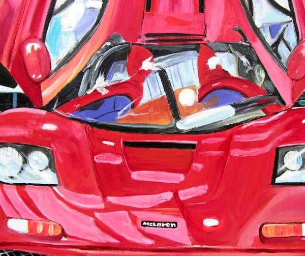   McLAREN CAR Original Art PAINTING BYL Modern Canvas Signed Fine  