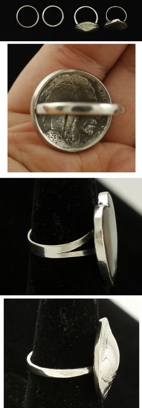 STERLING SILVER RINGS BUFFALO NICKEL, SHELL HEART  