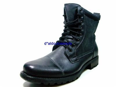 Mens Black Military Combat Style Calf High Lace Up Boots Polar Fox by 