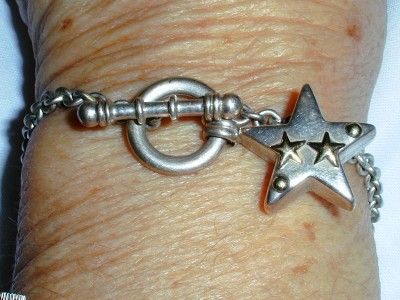 STUNNING STERLING BRACELET W/ STAR DANGLE W/ 18K GOLD http//www 