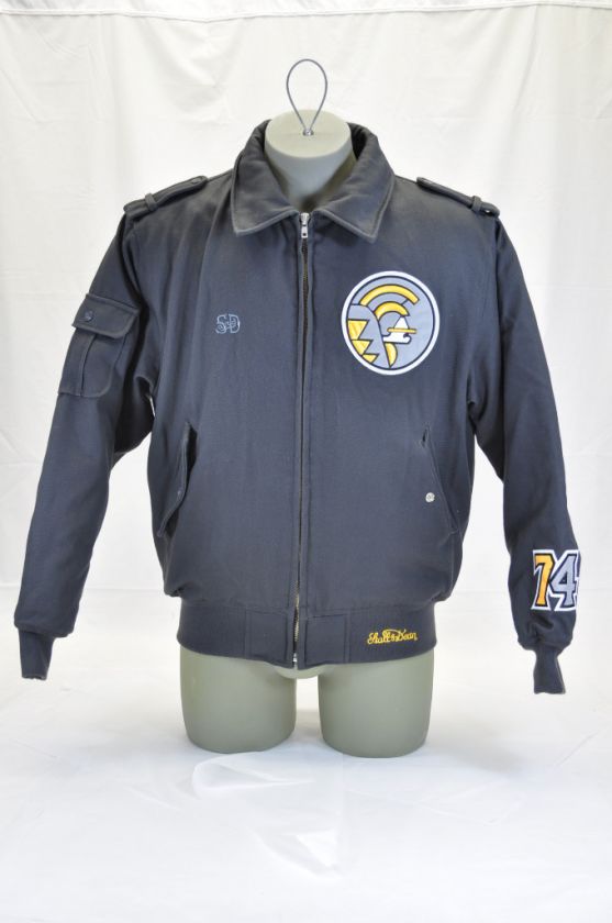 STALL & DEAN WARRIORS CANVAS JACKET BLACK YELLOW GREY L  