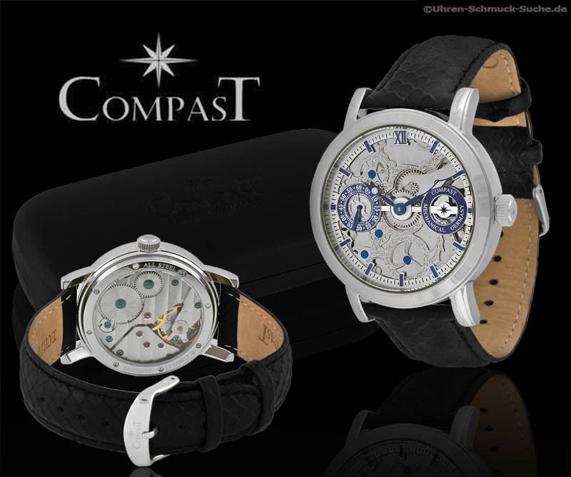 CompasT skeleton watch Cannes, mechanical movement, Ø45  