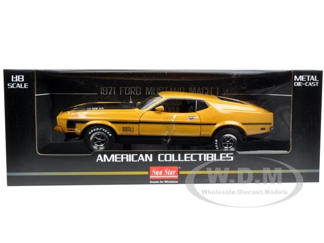   car of 1971 Ford Mustang Mach 1 Medium Yellow Gold die cast model car