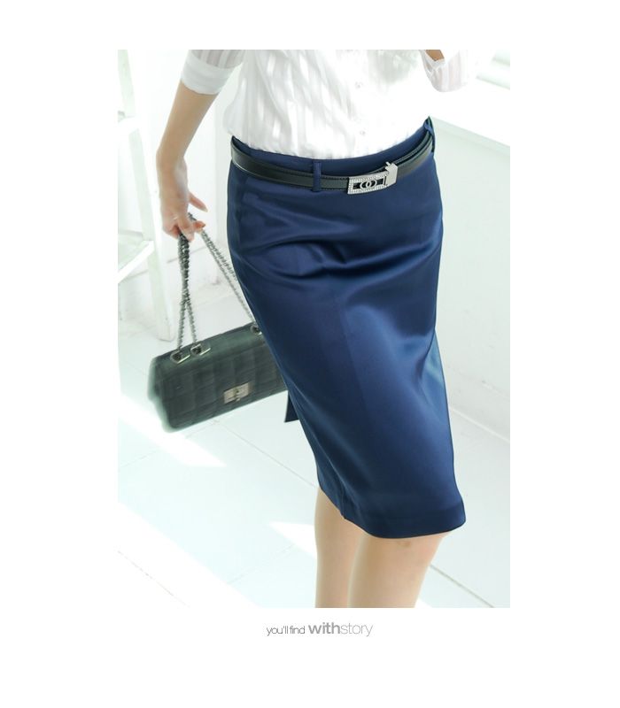 Basic Satin H Line Skirt, Chic, Career Woman, A180010  