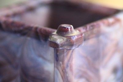   Purple Slag Glass Candle Holders Pencil Pen Cup Sowerby Glass  