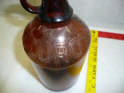 CLOROX BOTTLE TEXTURED LABEL AREA VINTAGE GLASS BROWN  