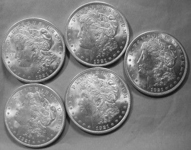   ROLL 1921 MORGAN SILVER DOLLARS CHAU MS CHBU LUSTEROUS LADIES  