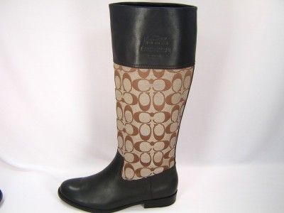 New Coach Chrissi Khaki Brown Signatur Riding Boots 5.5  