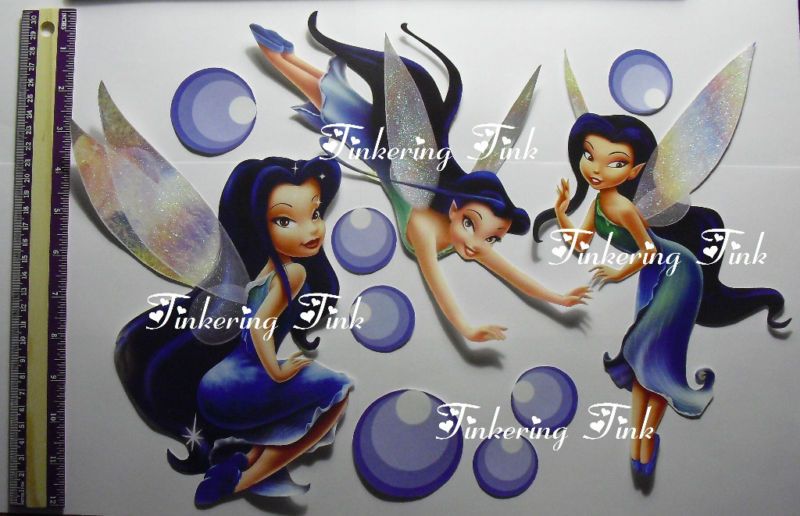 GLITTERED SILVERMIST WALL STICKERS DECALS TINKERBELL  