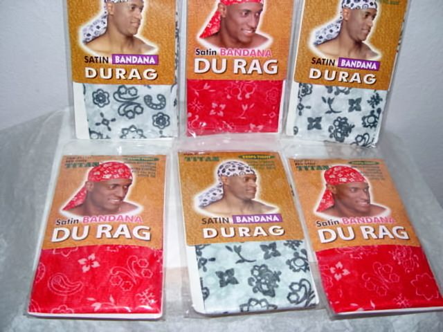 Satin Titan BANDANA Red White Durag Dorag Do Rag Head Wrap NEW 