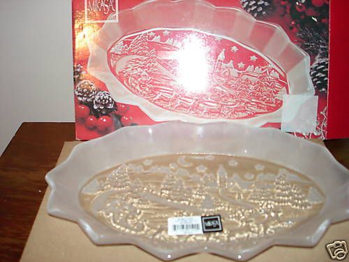 MIKASA XMAS SILENT NIGHT FLUTED GLASS PLATTER GERMANY N  