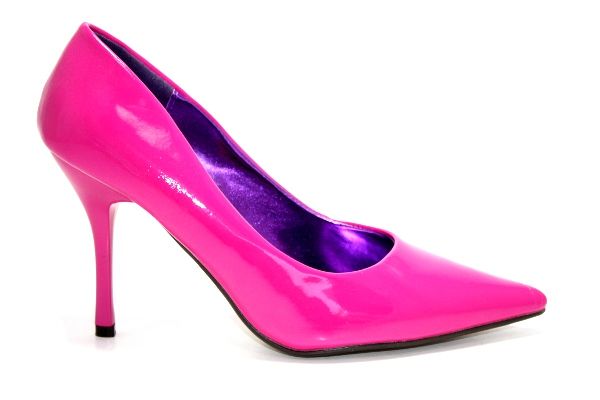 Queenie I 3.5 Shiney Glam Pointy Toe Pump   Fuchsia